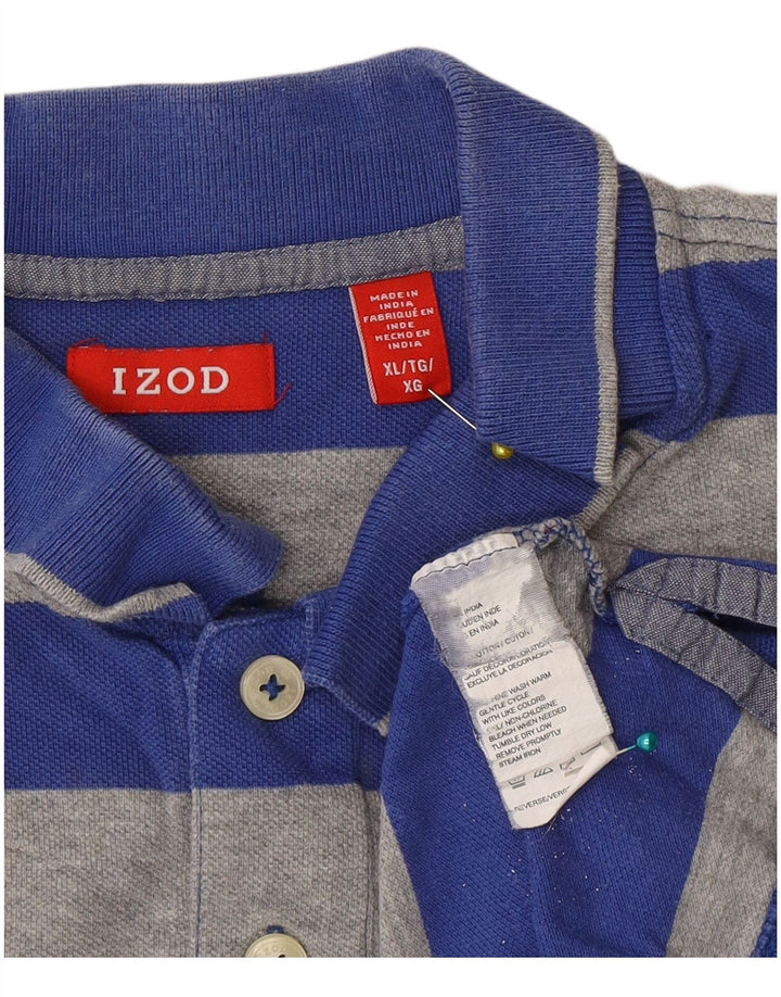 Мужская рубашка поло Izod XL, хлопковая синяя полоска