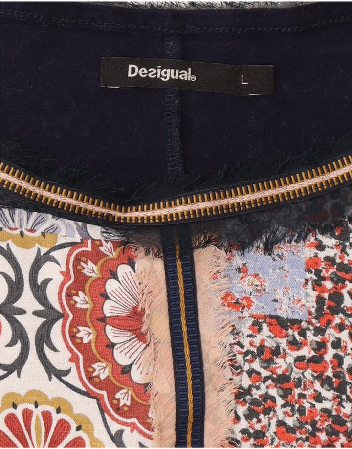 Женская блузка-пончо Desigual Top UK 14, большой темно-синий пэчворк в богемном стиле