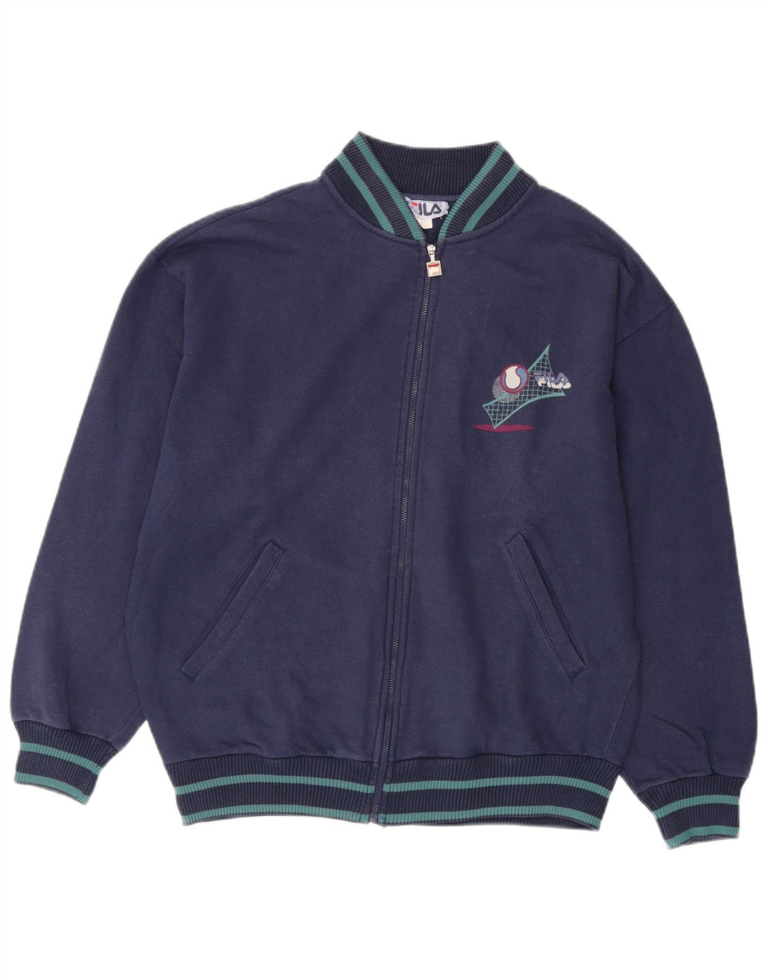 Мужской спортивный костюм свободного покроя FILA, верхняя куртка, средний темно-синий, хлопок