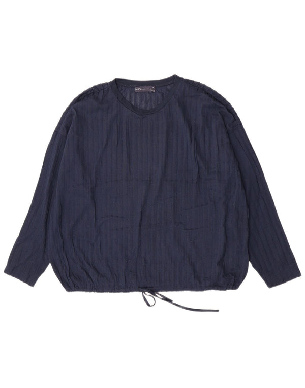 Женский оверсайз-топ с длинным рукавом Marks & Spencer UK 14, темно-синий, большой размер