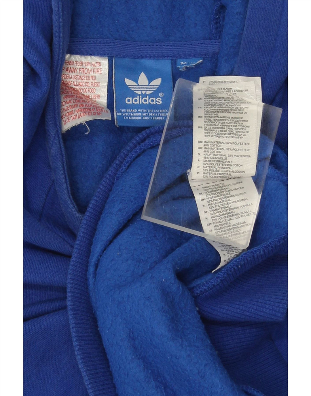 ADIDAS Womens Graphic Hoodie Jumper UK 14 Medium Blue Polyester Vintage Adidas and Second-Hand Adidas from Messina Hembry 