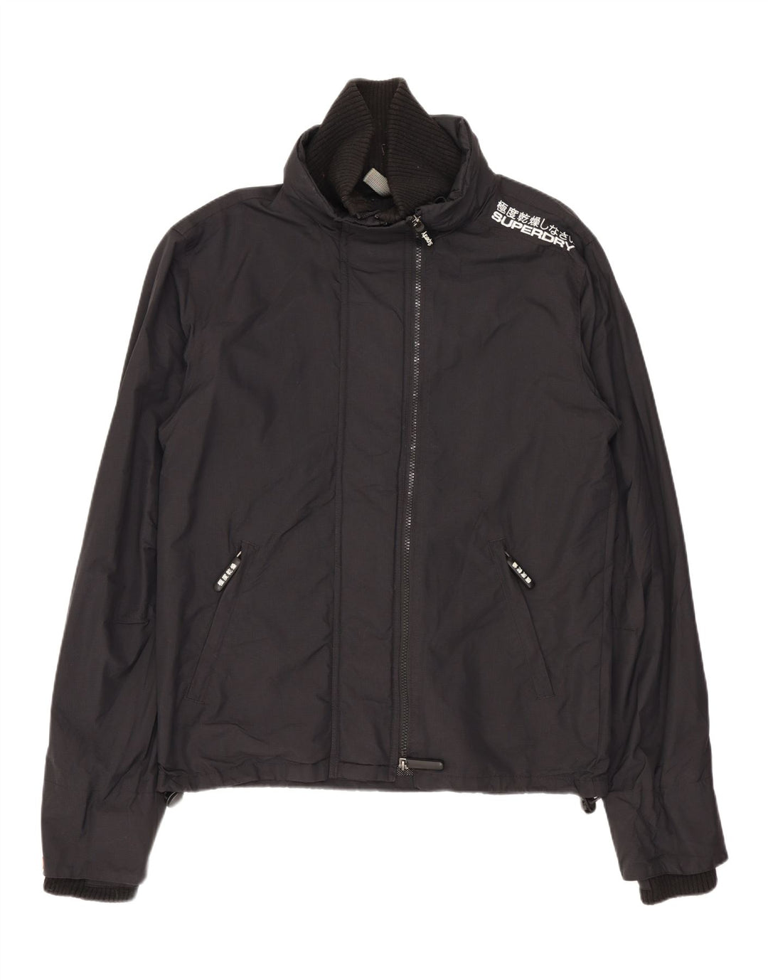 Мужская дождевик SUPERDRY с графическим рисунком UK 38, средний черный нейлон