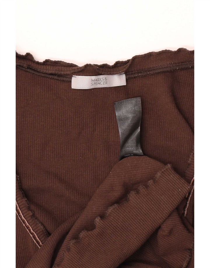 Женский топ Marks & Spencer с рукавом 3/4, Великобритания 16, большой коричневый хлопок