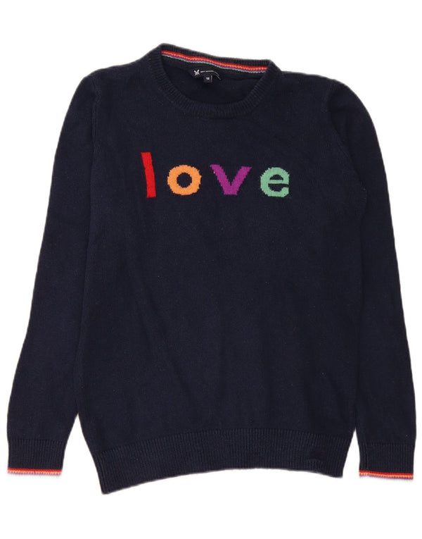 Crew Clothing Женский джемпер с графическим вырезом, свитер UK 12, средний темно-синий