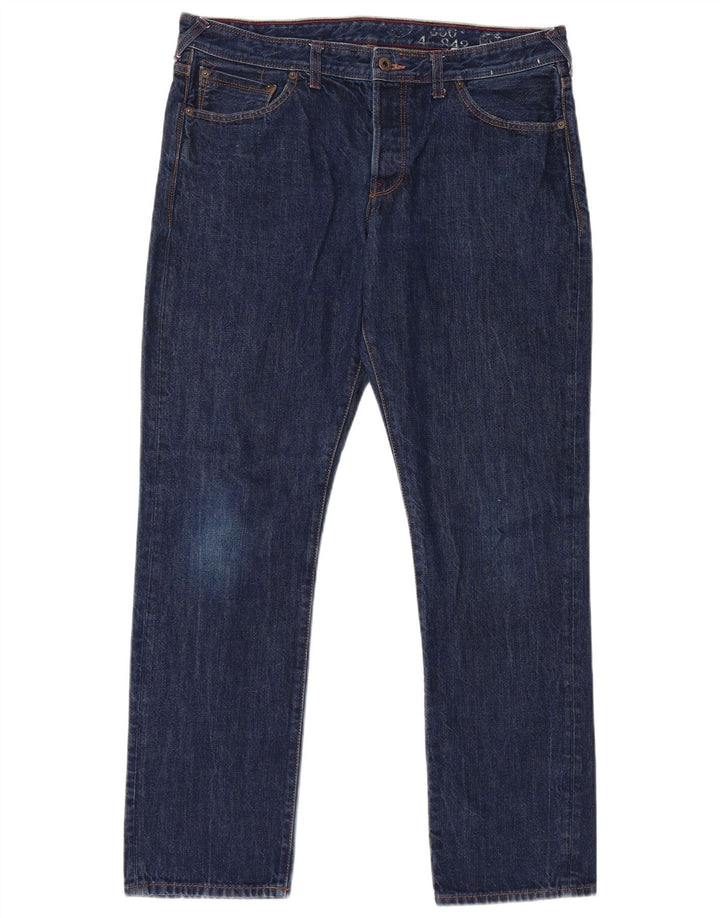 Джинсы мужские узкие JACK WILLS W34 L32 синие, хлопок