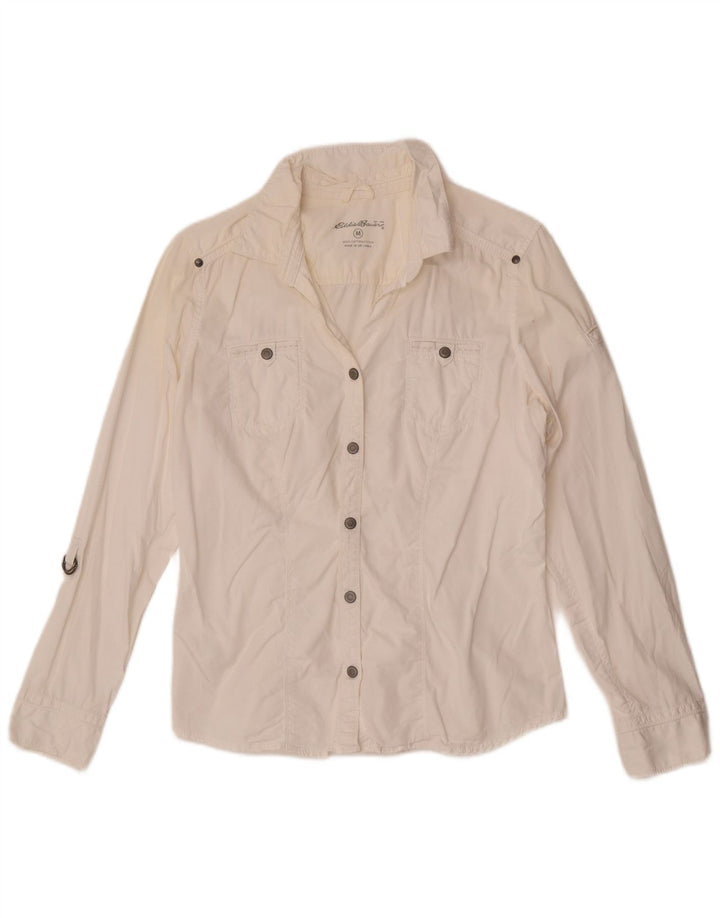 Женская рубашка Eddie Bauer UK 14, средний белый хлопок, хлопок