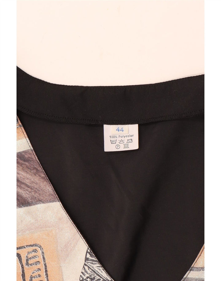 ВИНТАЖНЫЙ женский жилет с абстрактным узором EU 44, большой коричневый полиэстер