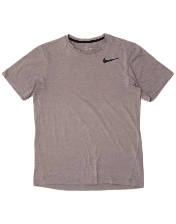 Мужская футболка Nike Dri Fit из полиэстера среднего серого цвета в тонкую полоску