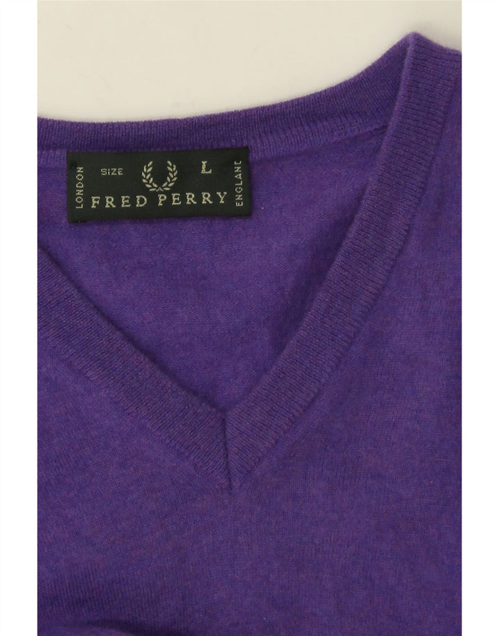 Мужской джемпер с v-образным вырезом Fred Perry, большой фиолетовый