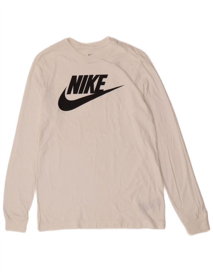 Мужской топ с графикой Nike Regular Fit, длинный рукав, средний белый хлопок, хлопок