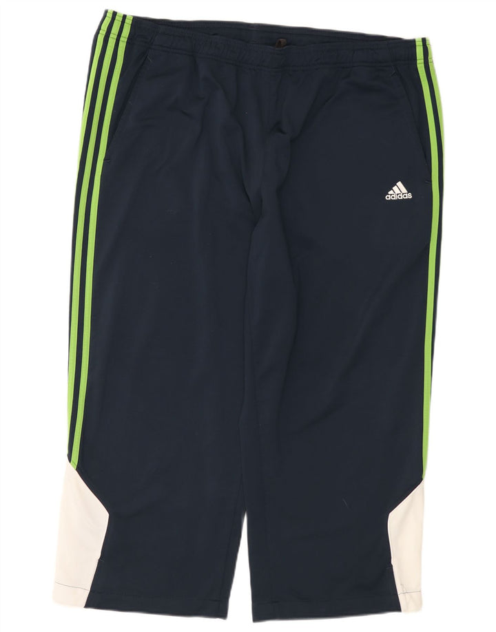 Мужские спортивные брюки-капри Adidas 2XL темно-синие, полиэстер с цветными блоками