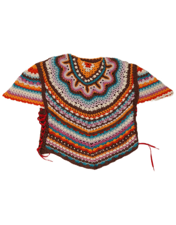 Винтажная женская асимметричная блузка-топ, Великобритания, 14 больших разноцветных полосок