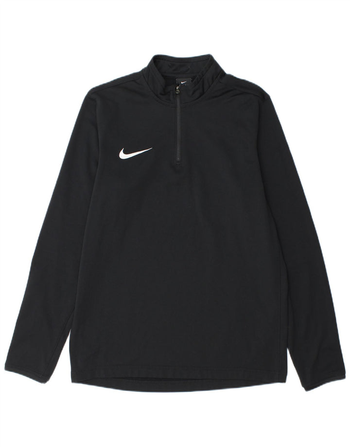 Мужской пуловер с воротником на молнии Nike Dri Fit, спортивный костюм, средний черный полиэстер
