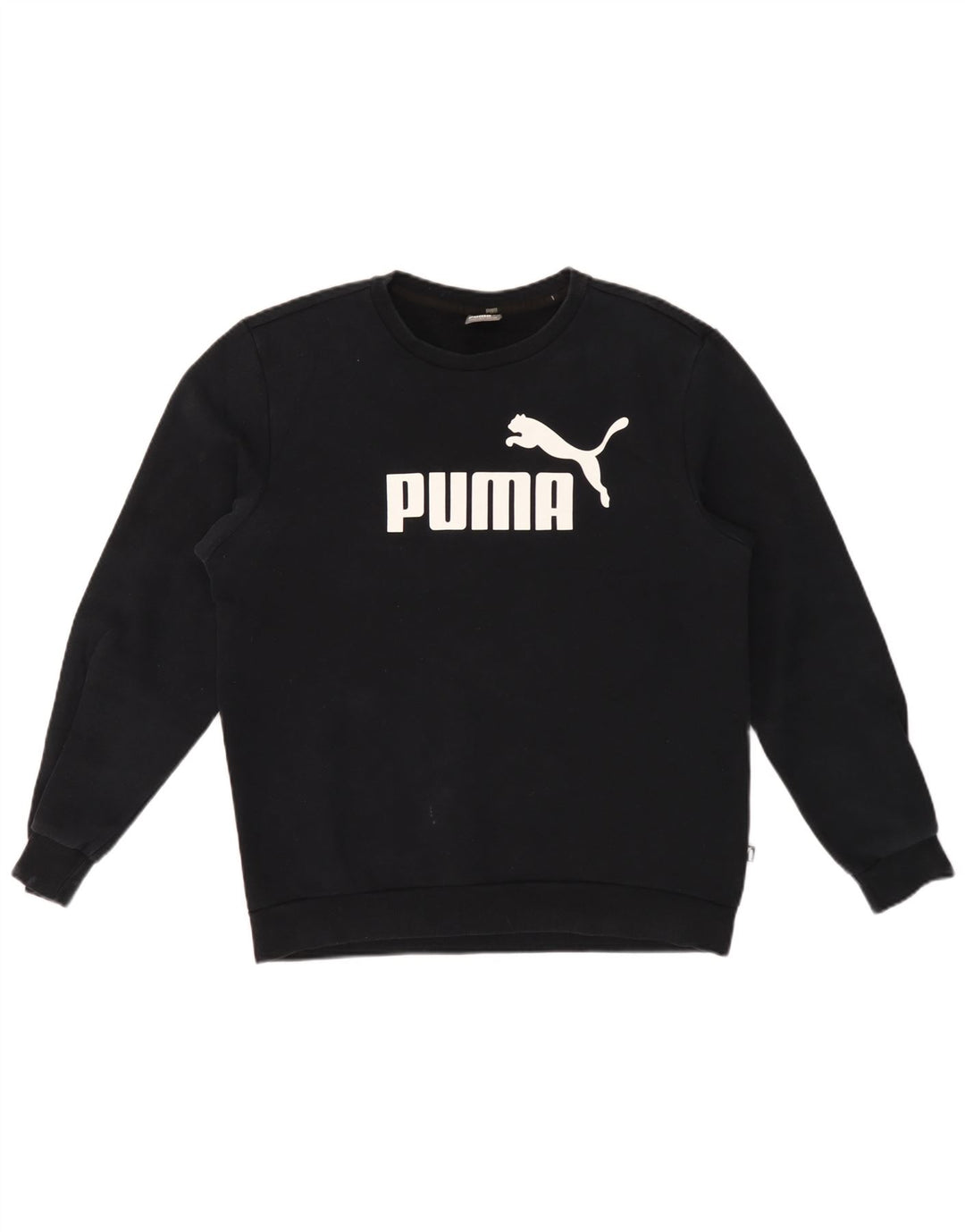Мужской свитшот с рисунком Puma, хлопковый джемпер среднего размера, черный