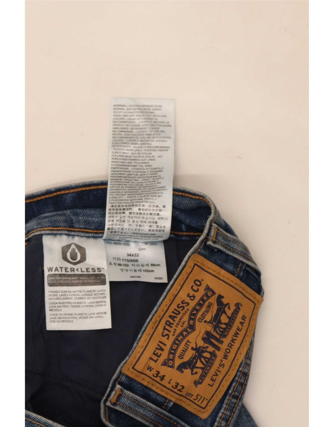 Мужские джинсы Levi's Slim 511 W34 L32 синие, хлопок