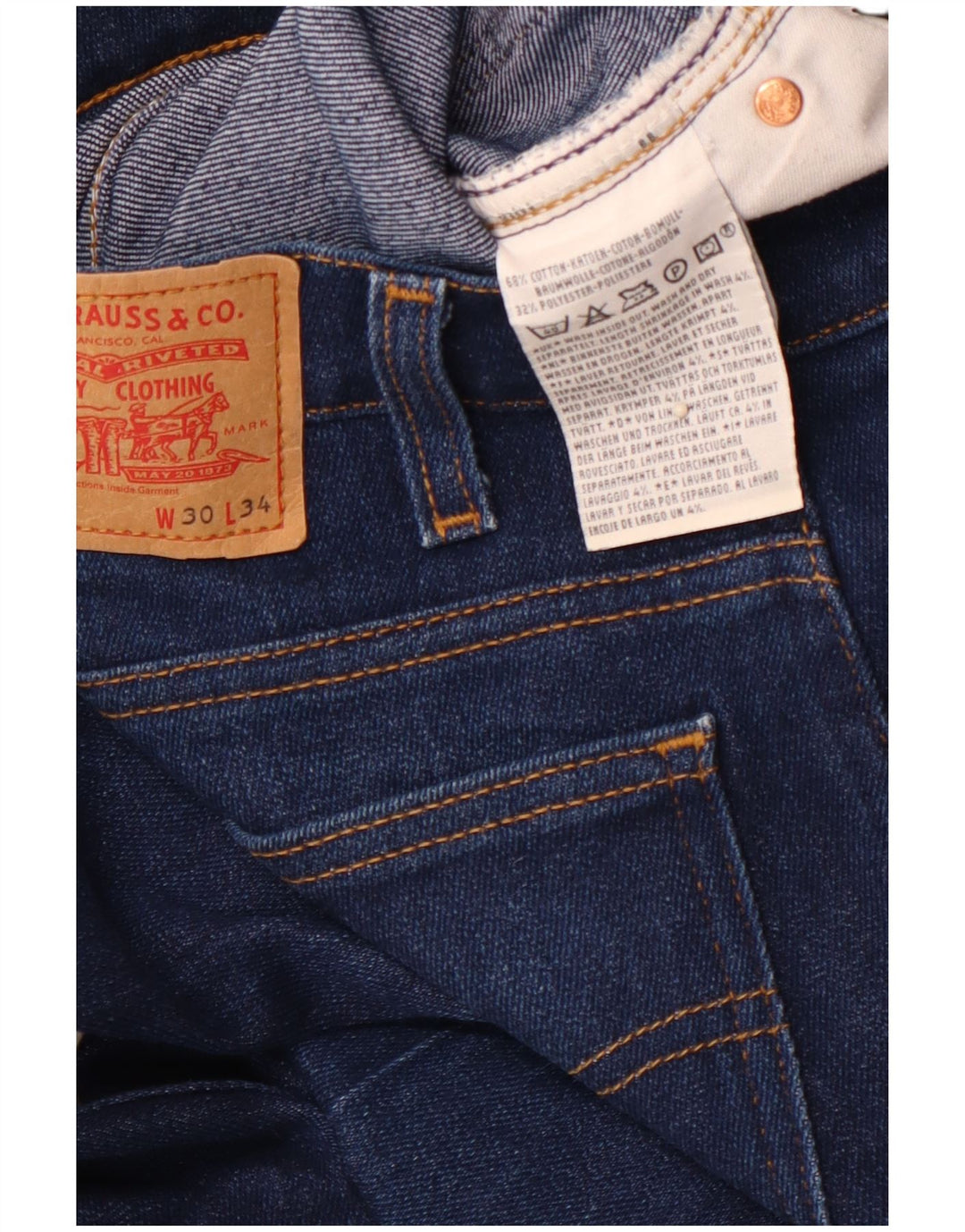 Мужские расклешенные джинсы LEVI'S W30 L30 синие, хлопок