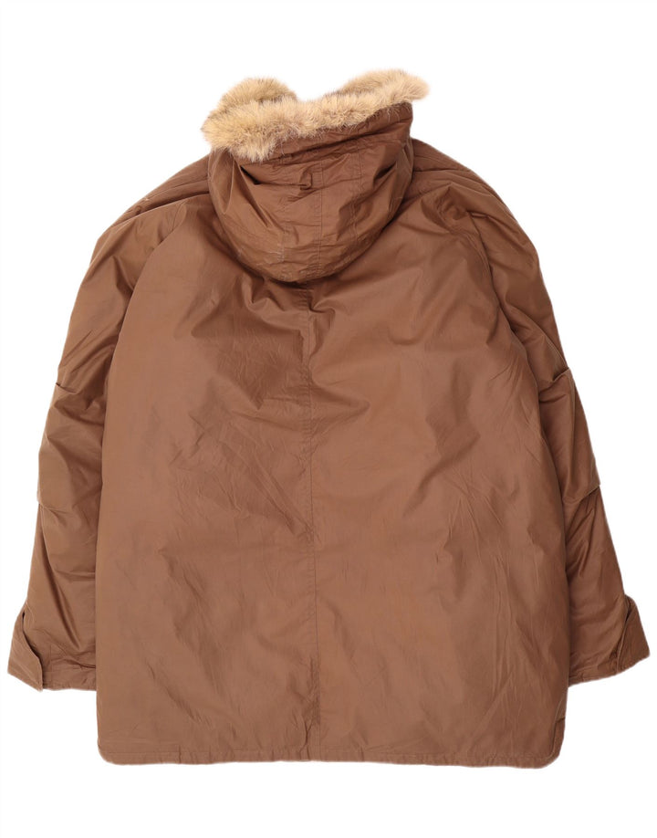 Мужское стеганое пальто с капюшоном DIESEL UK 44 2XL Коричневый полиэстер