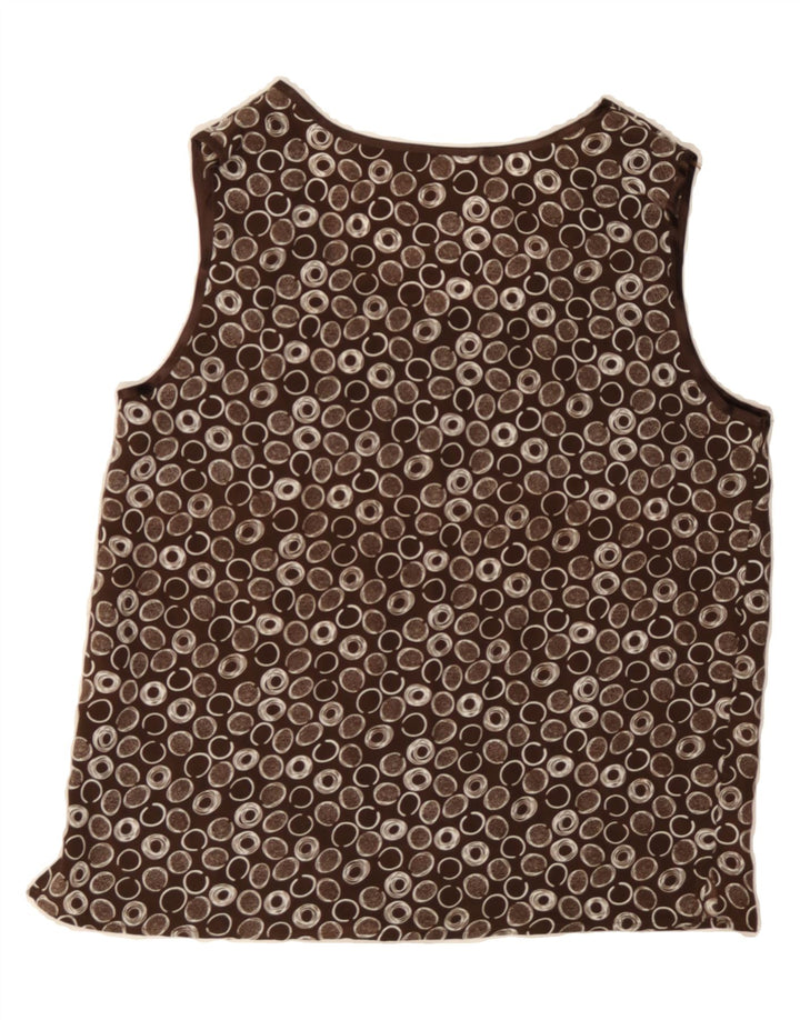 VINTAGE Womens Sleeveless Blouse Top UK 14 Medium Brown Spotted Vintage Vintage and Second-Hand Vintage from Messina Hembry 