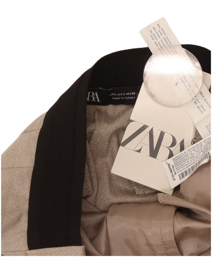 Женские узкие брюки чинос Zara, маленькие W26 L27, бежевый полиэстер