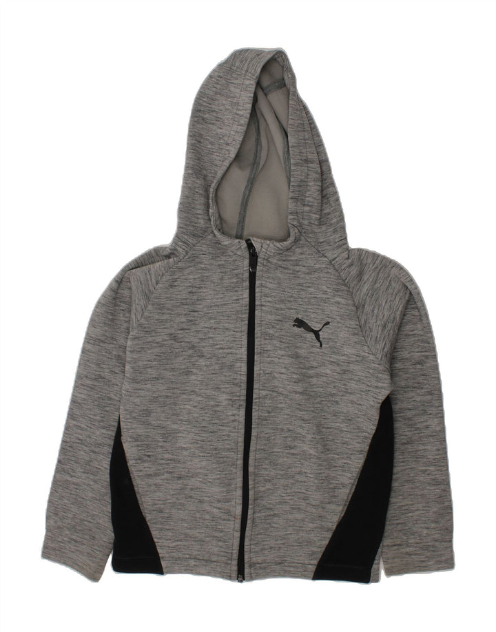 PUMA Boys Zip Hoodie Sweater 9-10 Years Grey Colourblock Vintage Puma and Second-Hand Puma from Messina Hembry 