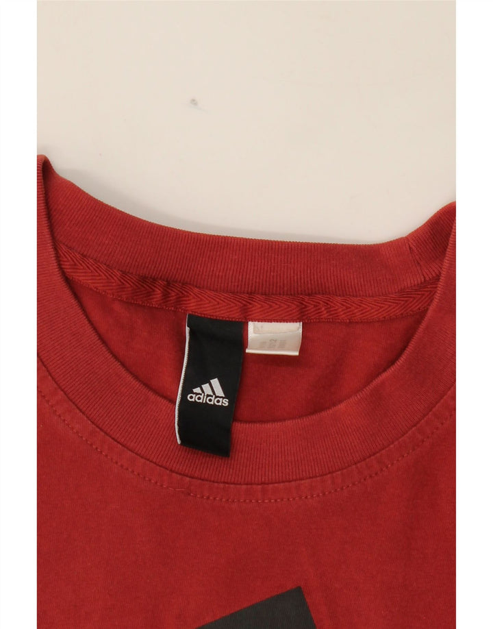 ADIDAS Mens Graphic T-Shirt Top Medium Burgundy Vintage Adidas and Second-Hand Adidas from Messina Hembry 