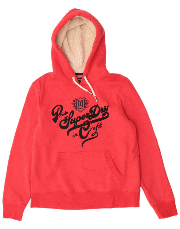 Женский джемпер с капюшоном Superdry UK 14, средний красный, хлопок