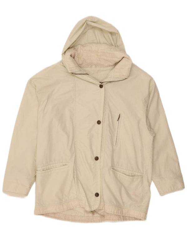 Винтажная женская куртка оверсайз с капюшоном UK 20 2XL Off White