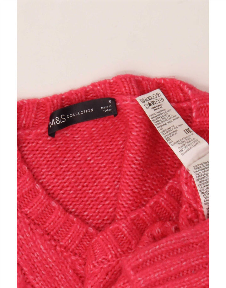 Женский свободный джемпер с v-образным вырезом Marks & Spencer, Великобритания, 10, маленький розовый