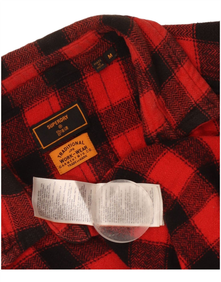 Superdry Мужская приталенная фланелевая рубашка Lumberjack среднего красного цвета в мелкую клетку из хлопка