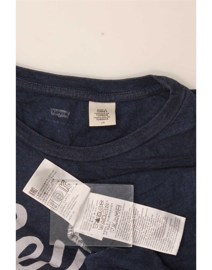 Мужская футболка с рисунком Levi's, большой размер, темно-синий, хлопок