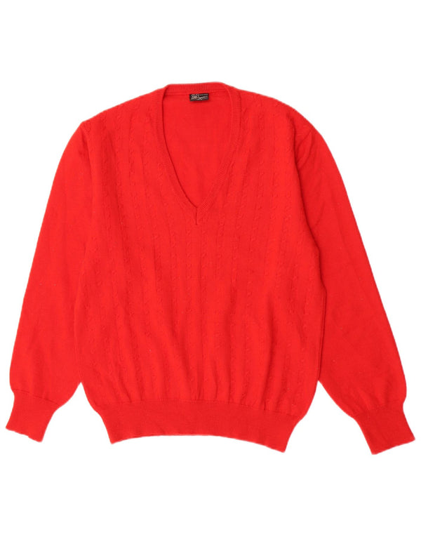 Mapier Womens V-Neck Jumper Sweater UK 14 Medium Red Wool