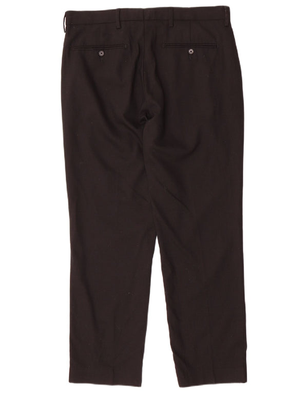 Marks & Spencer Mens Regular Fit Chino Trousers W34 L29 Black Wool