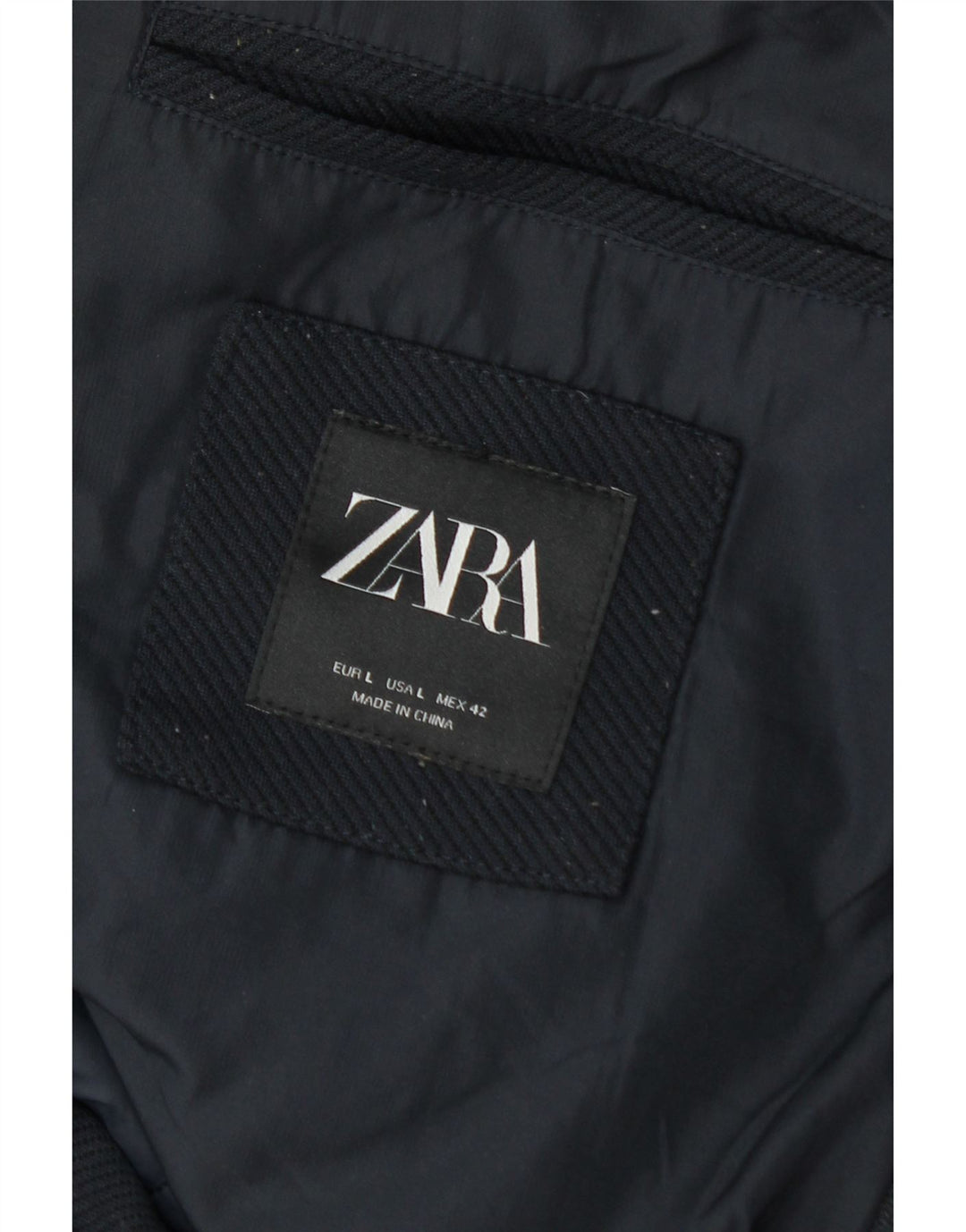 Мужское стеганое пальто с капюшоном Zara UK 40, большой темно-синий, полиэстер, зимнее