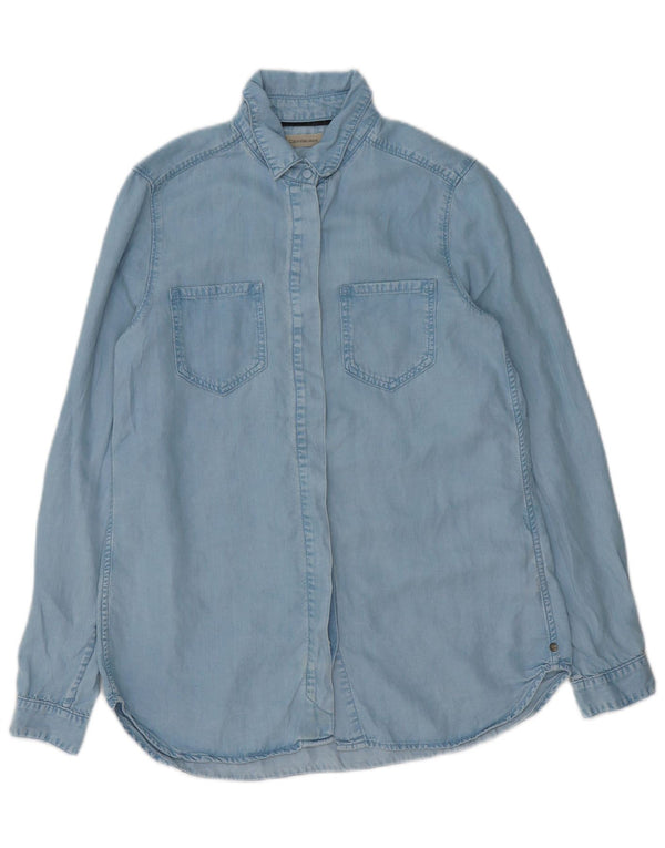 Женская джинсовая рубашка Calvin Klein Jeans UK 6 XS синяя из лиоцелла