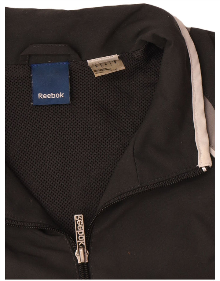 Мужской спортивный костюм Reebok, верхняя куртка, маленький черный полиэстер с цветными блоками
