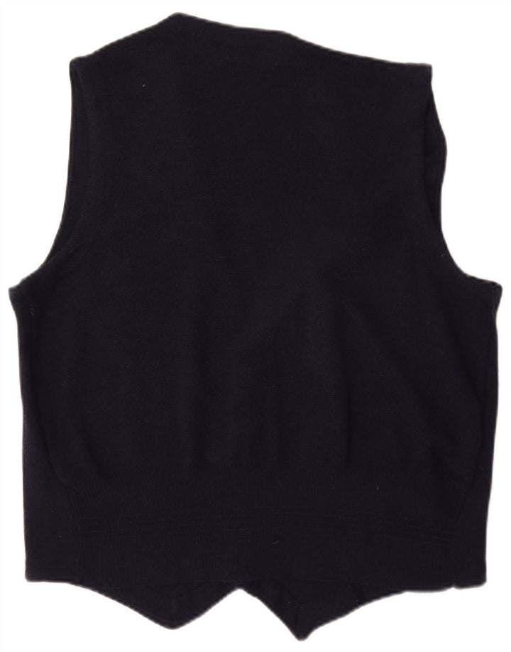 Мужской жилет DAVID SADDLER среднего темно-синего цвета из мериносовой шерсти