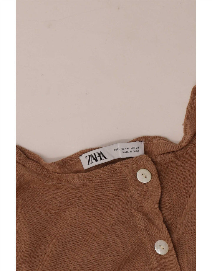 Женский топ Zara с длинным рукавом UK 14, средний бежевый