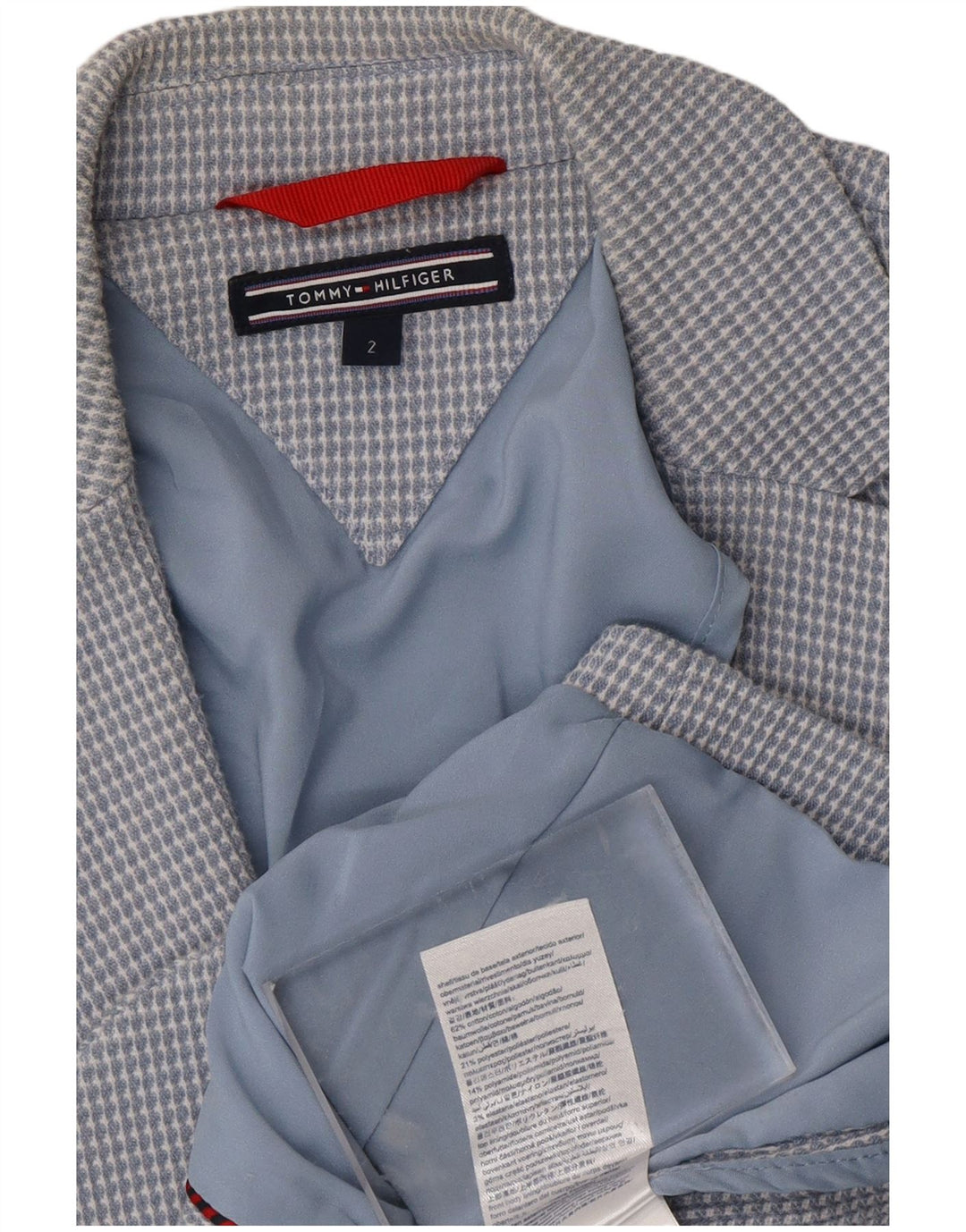 TOMMY HILFIGER Womens 2 Button Blazer Jacket US 2 XS Blue Check Cotton