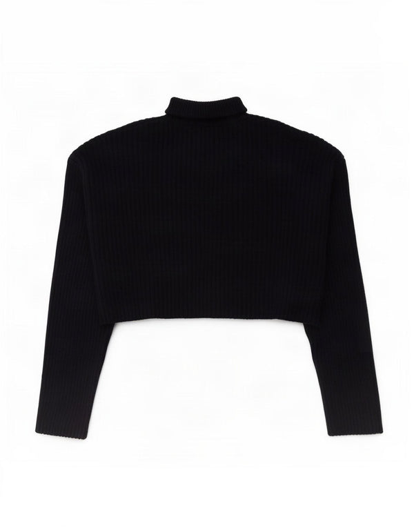 Женский укороченный свободный джемпер с высоким воротником Zara UK 10, маленький темно-синий