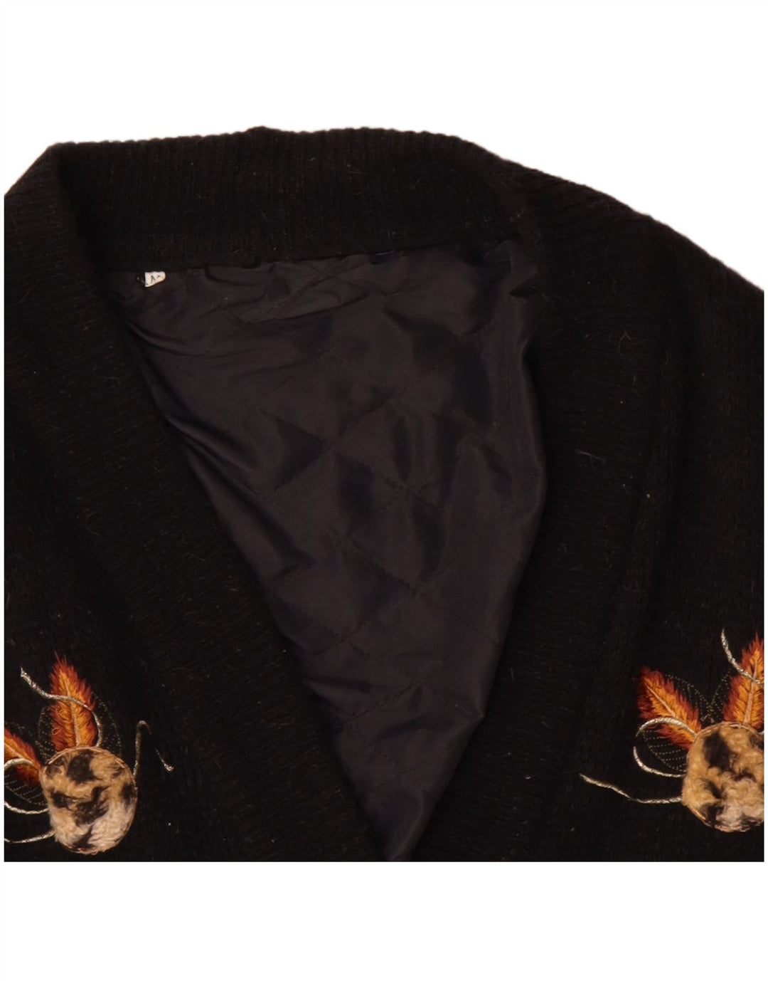 Винтажный женский свободный кардиган с рисунком, Великобритания 14, средний черный