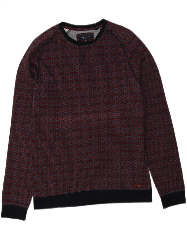 Мужской джемпер с круглым вырезом Ted Baker, размер 3, средний, разноцветный с цветочным принтом