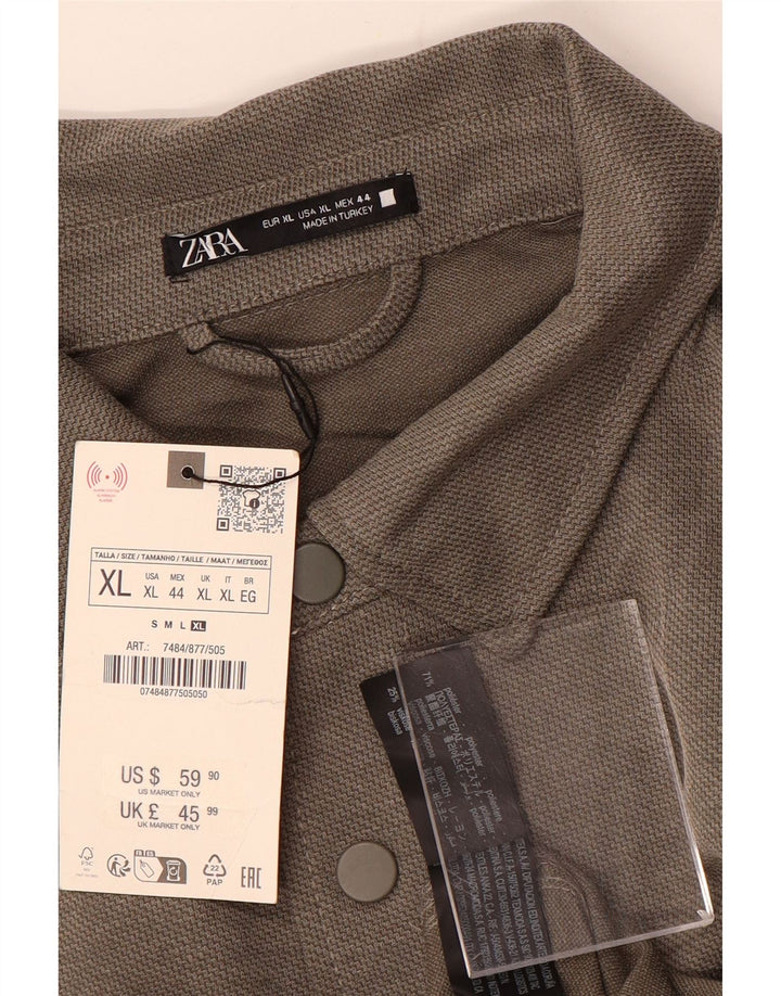 Мужская фланелевая рубашка Zara XL коричневого цвета из полиэстера