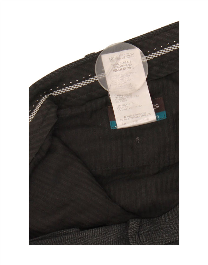 Мужские прямые костюмные брюки Marks & Spencer W36 L31, черный полиэстер