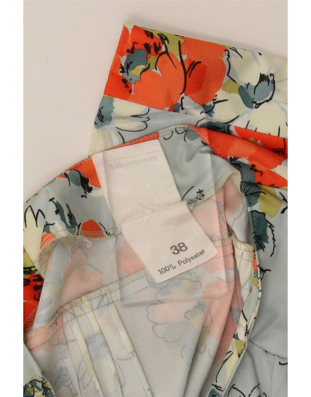 VINTAGE Womens A-Line Dress EU 38 Medium Blue Floral Polyester Vintage Vintage and Second-Hand Vintage from Messina Hembry 