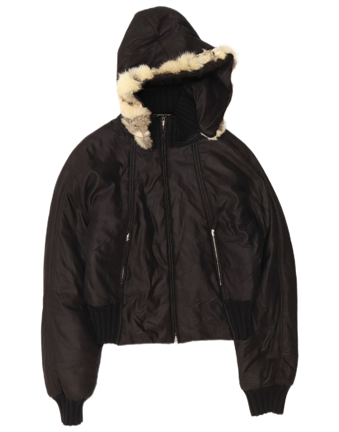 TRUSSARDI JEANS Женская утепленная куртка с капюшоном IT 44 Средний Черный Полиамид