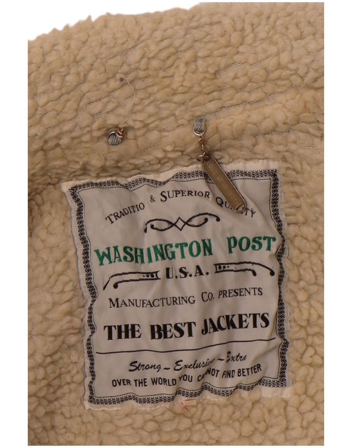 Мужская джинсовая куртка-шерпа VINTAGE UK 40, большая синяя хлопковая ткань