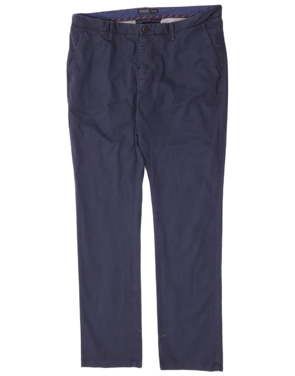 Мужские прямые брюки чинос Zara EU 48 XL W38 L34 Темно-синие хлопковые