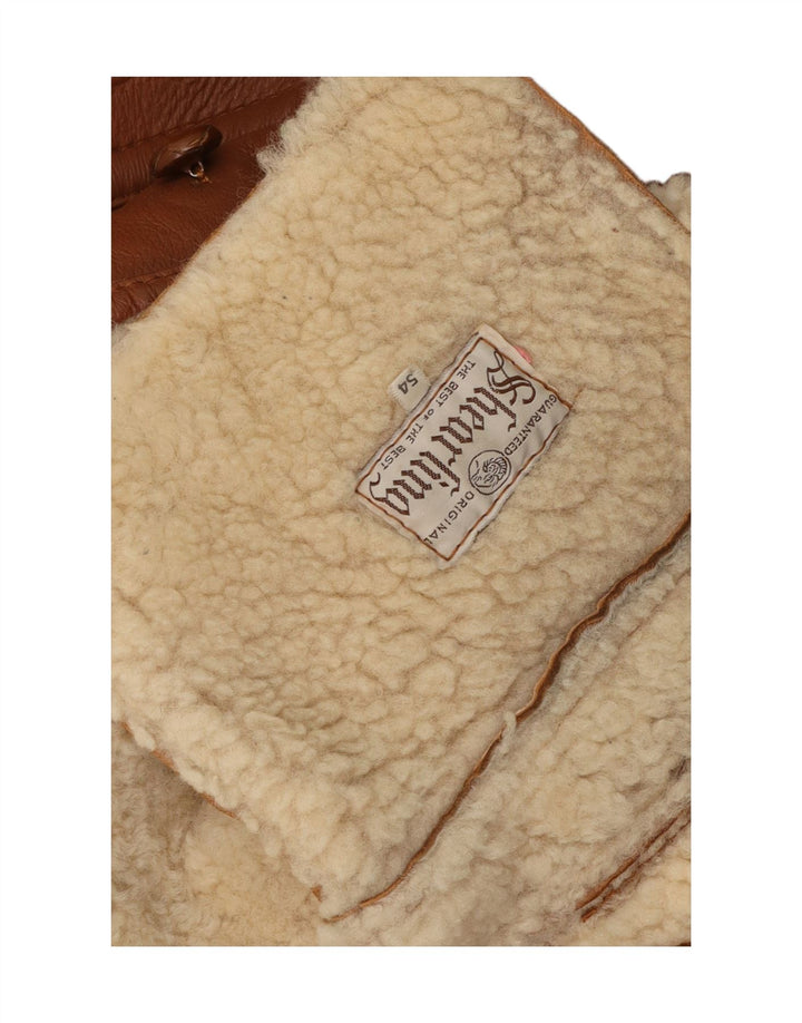 Винтажная мужская двубортная короткая дубленка IT 54 2XL Коричневый