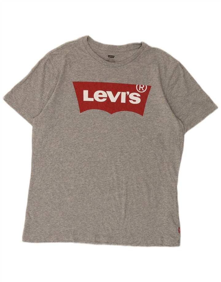 Мужская футболка с рисунком Levi's, большой серый хлопок с крапинками