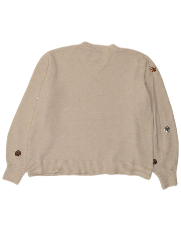 Женский джемпер с круглым вырезом Marks & Spencer UK 18 XL Off White Spotted